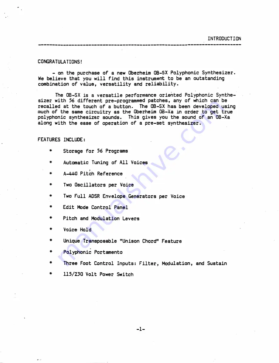 Oberheim OB-SX Owner'S Manual Download Page 2