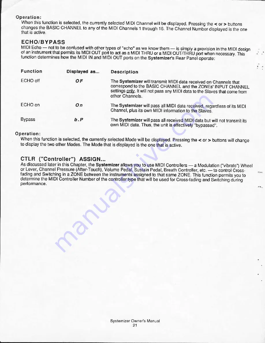 Oberheim Perf/x Systemizer Owner'S Manual Download Page 22