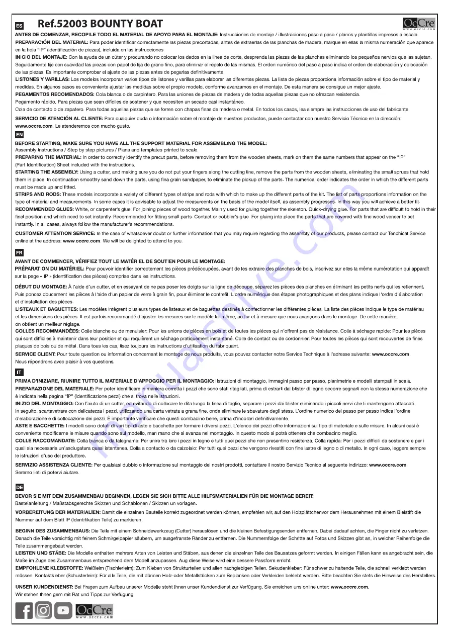 OcCre 52003 Assembly Instructions Manual Download Page 1