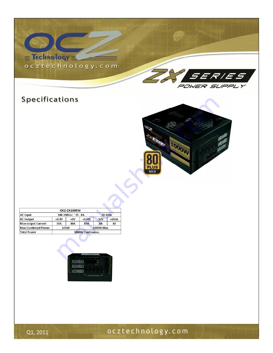 OCZ ZX1000W Technical Specifications Download Page 1