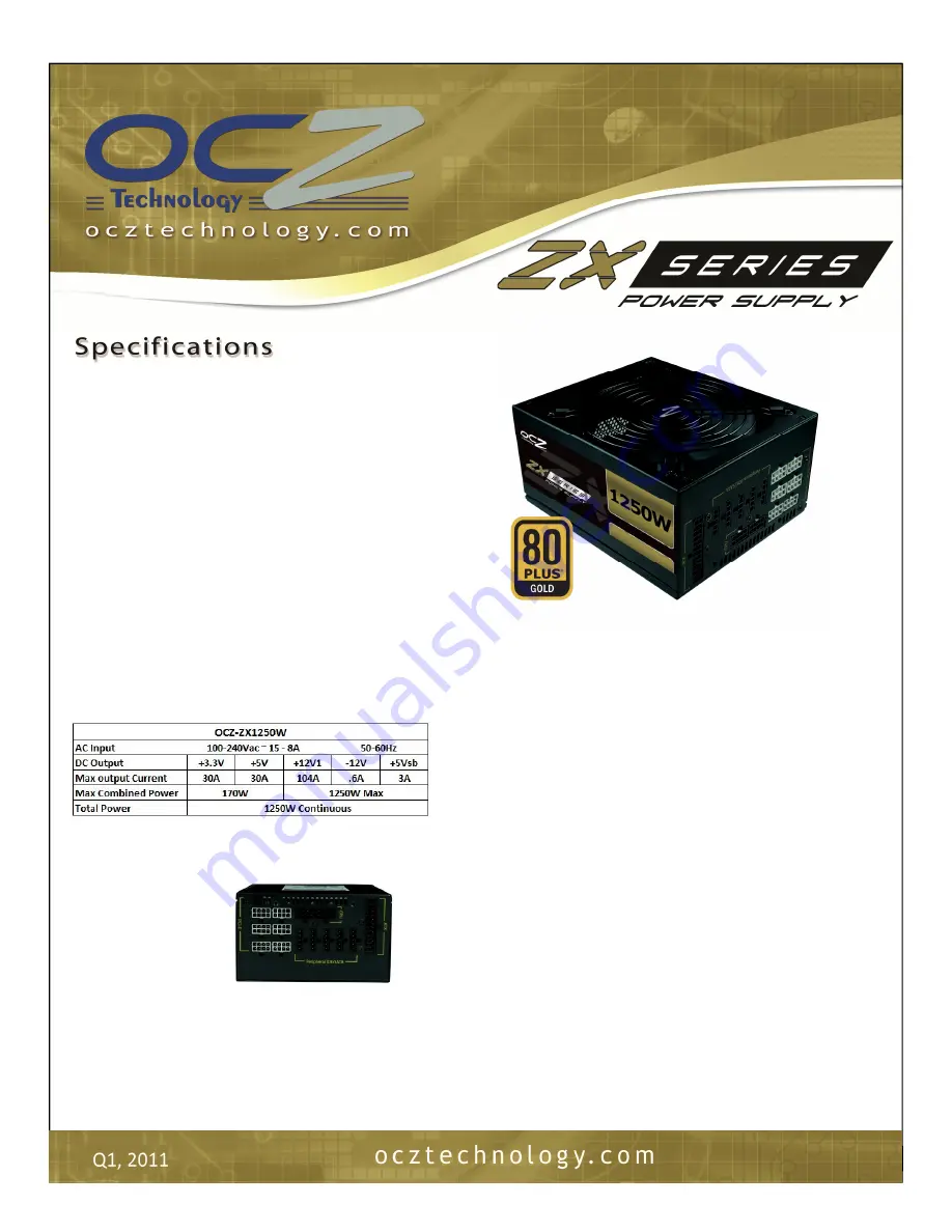 OCZ ZX1250W Technical Specifications Download Page 1