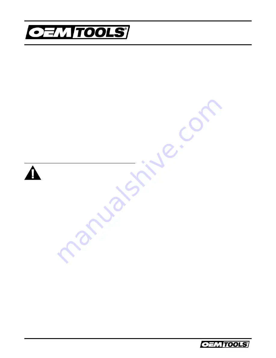 OEM Tools 24529 Operating Instructions And Parts Manual Download Page 2