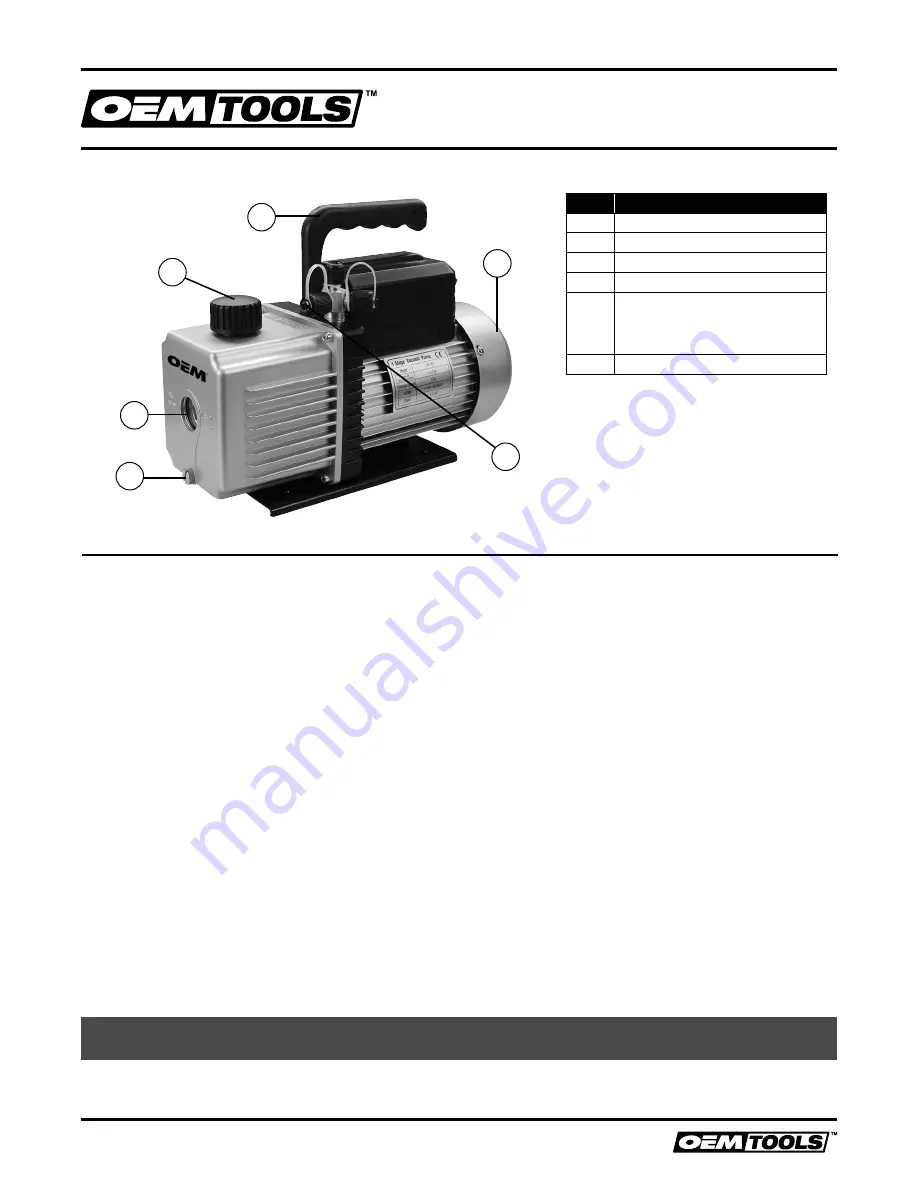 OEM Tools 24642 Operating Instructions And Parts Manual Download Page 4