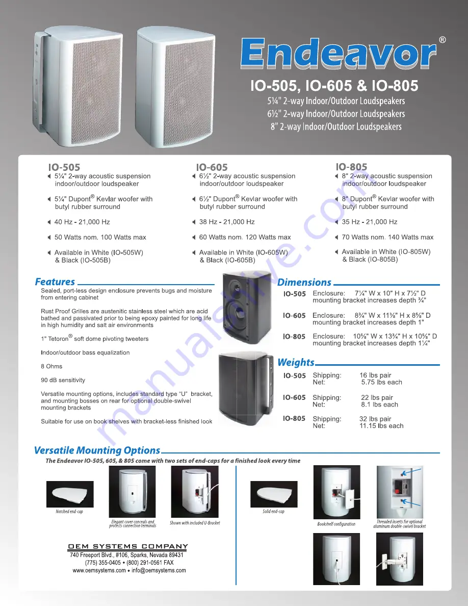 OEM Endeavor IO-505 Brochure Download Page 1