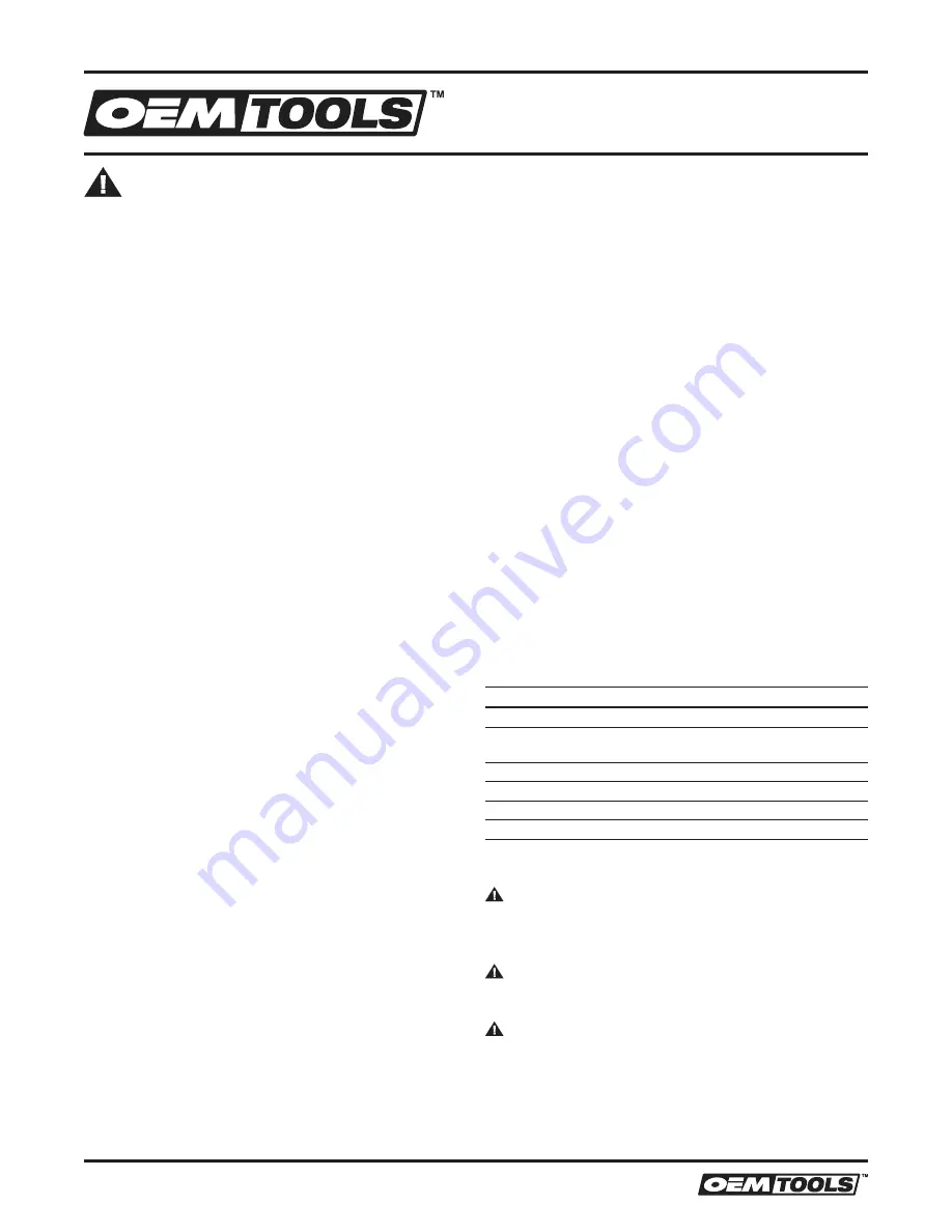 Oemtools 24824 Operating Instructions And Parts Manual Download Page 2