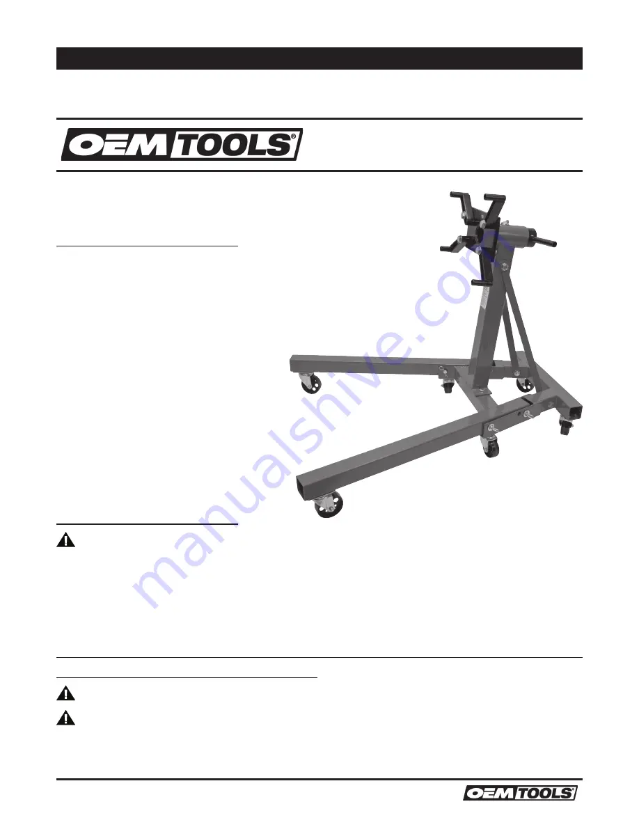 Oemtools 24834 Operating Instructions And Parts Manual Download Page 1