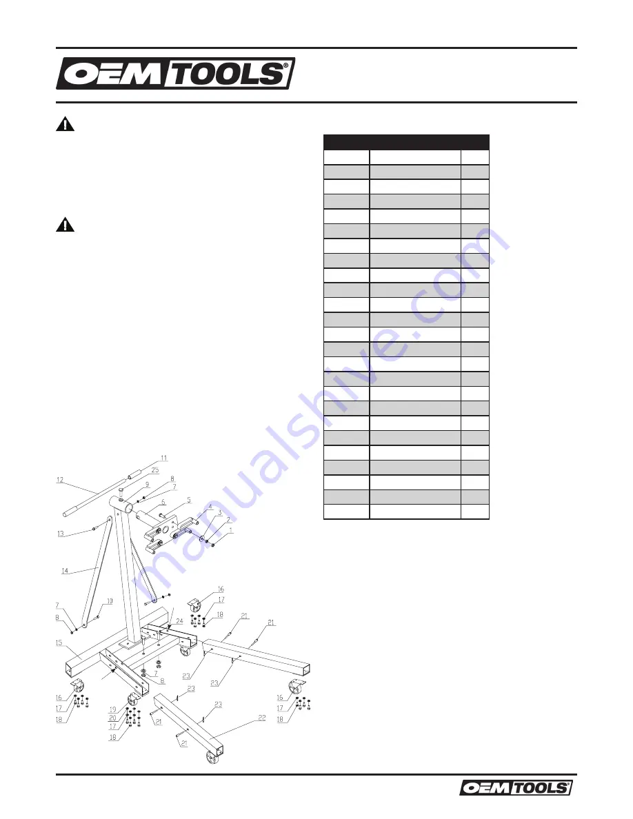 Oemtools 24834 Operating Instructions And Parts Manual Download Page 5