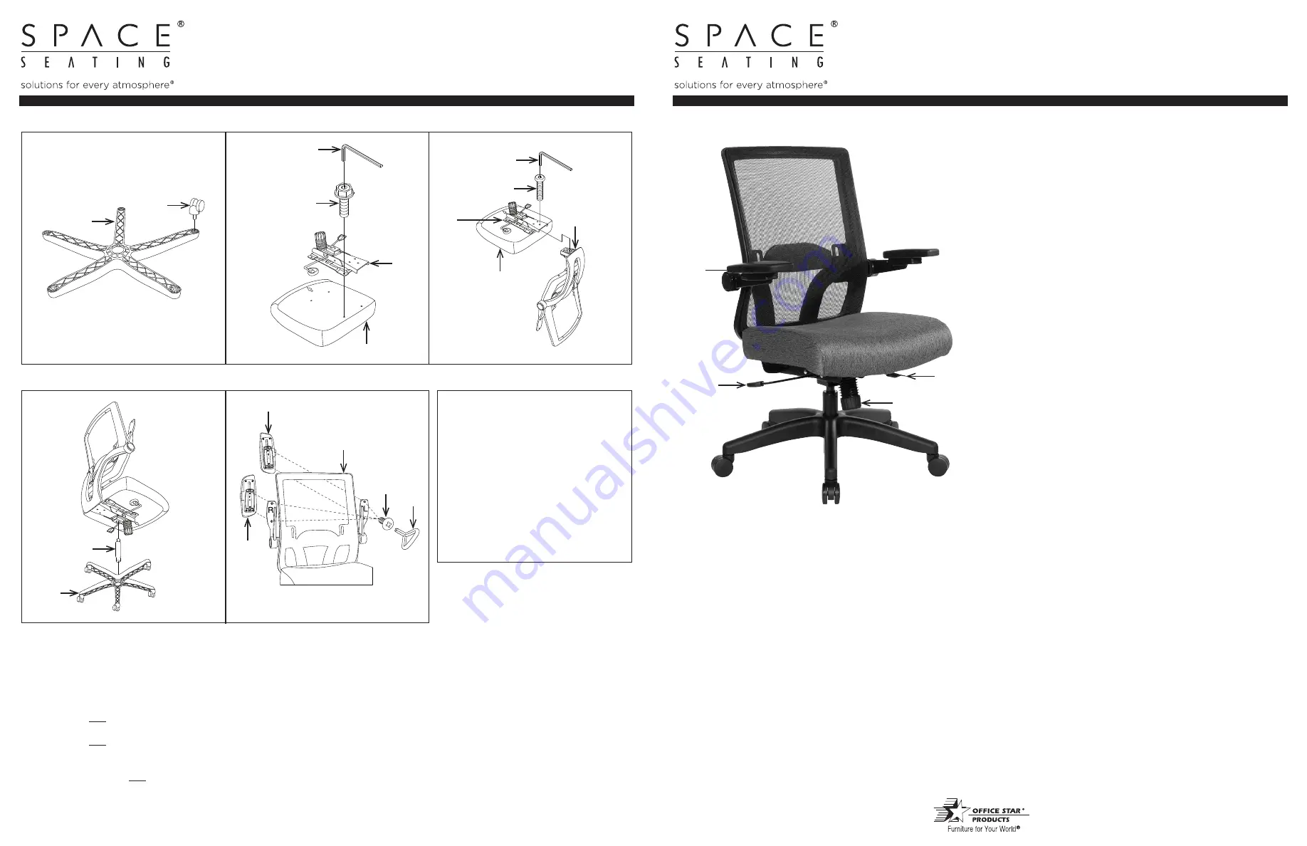 Office Star Products Space Seating 867-B2P1N4 Скачать руководство пользователя страница 2