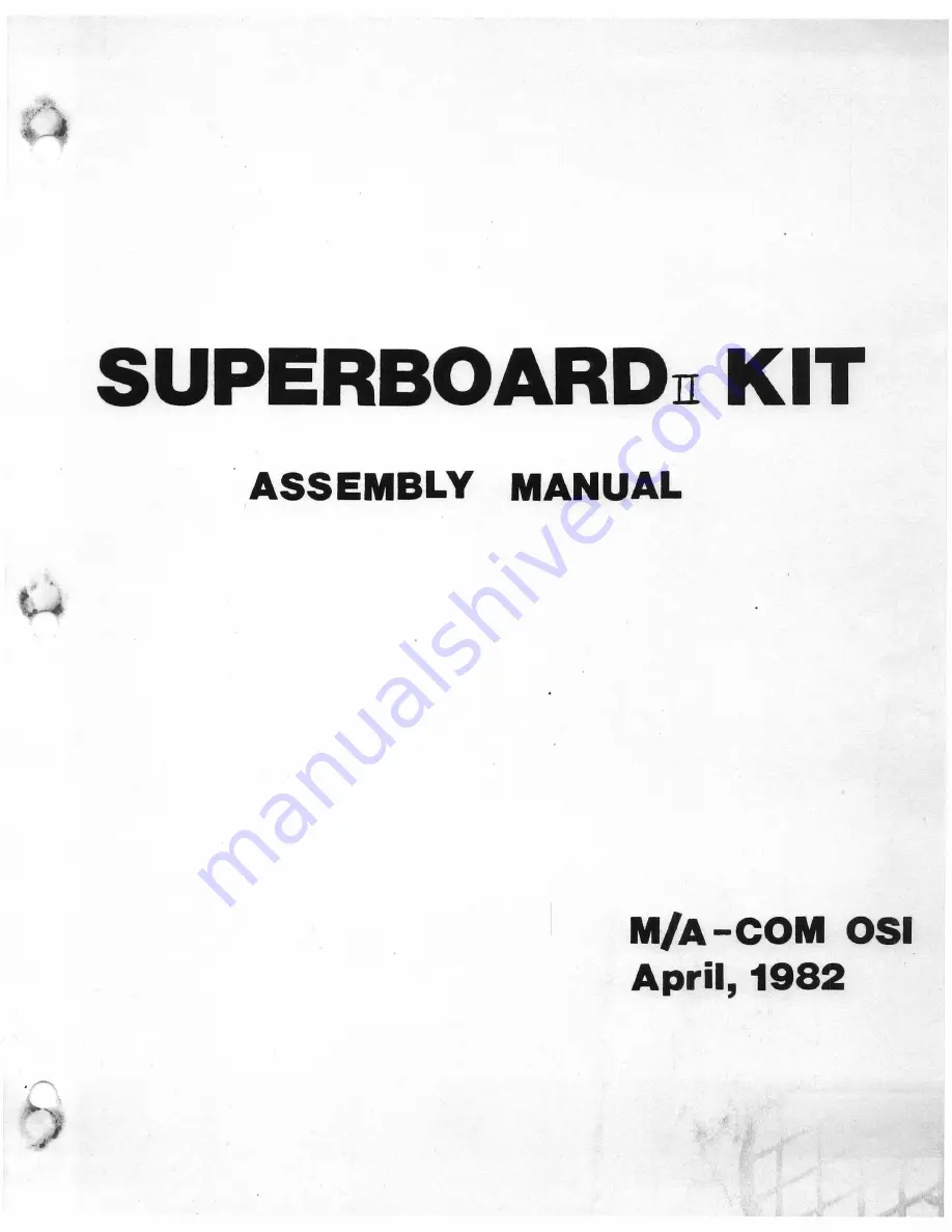 Ohio Scientific Superboard II Assembly Instructions Manual Download Page 1