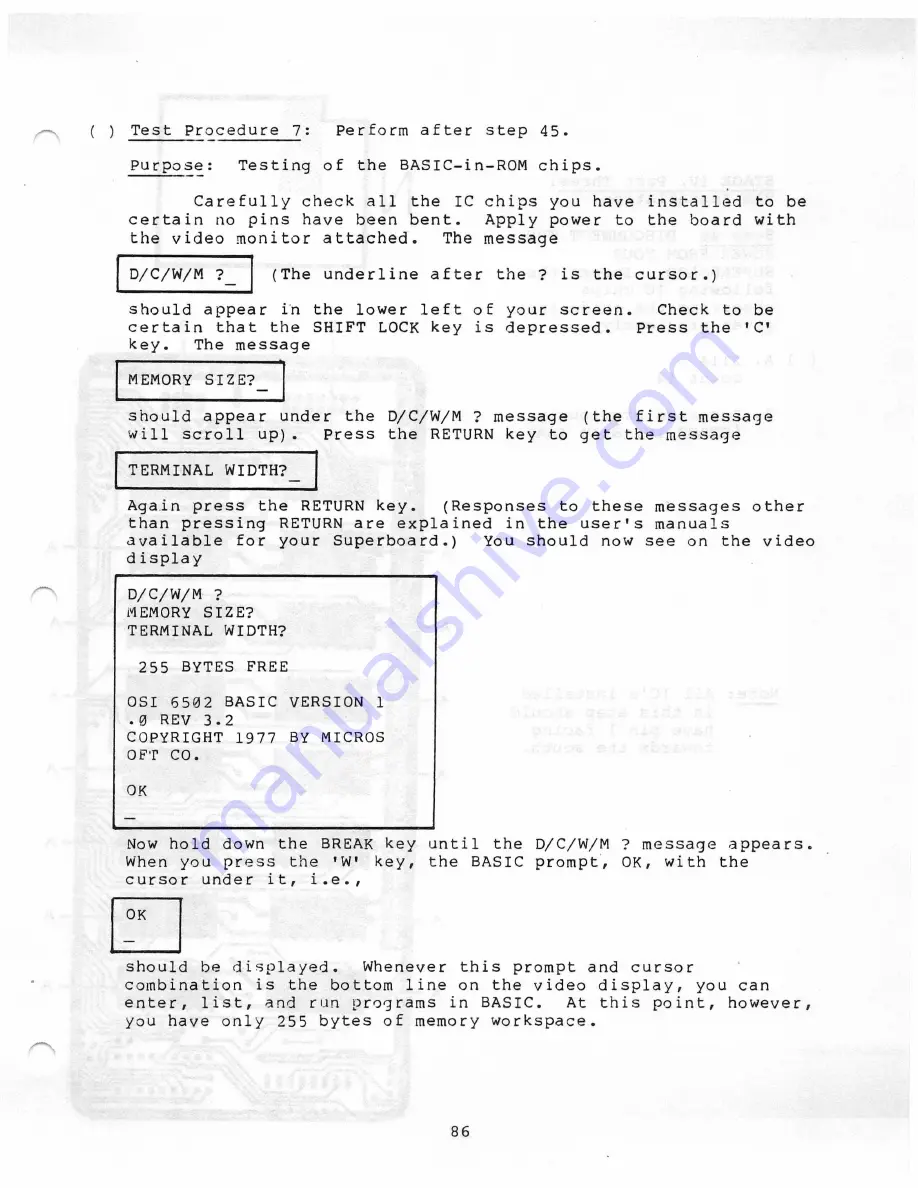 Ohio Scientific Superboard II Assembly Instructions Manual Download Page 89