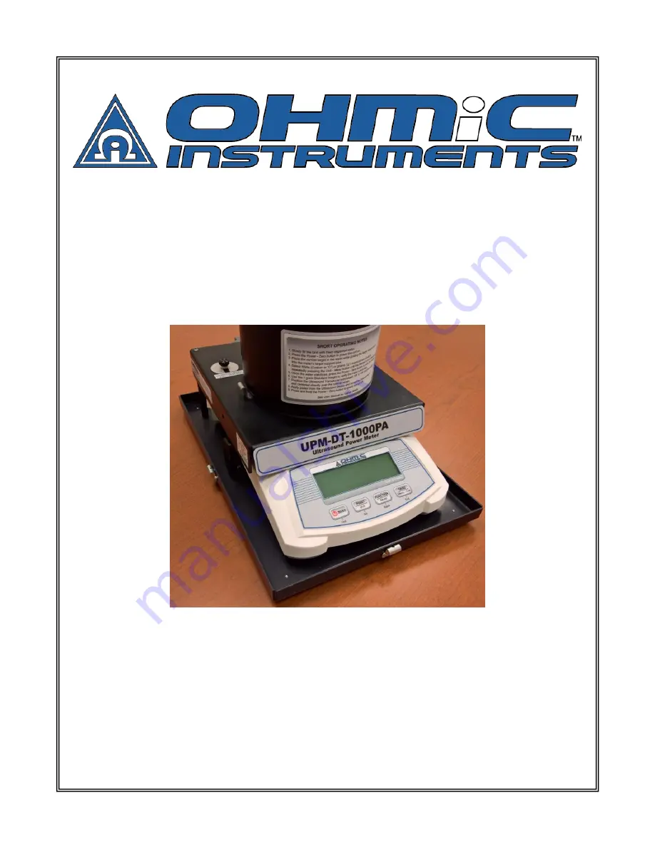 Ohmic instruments UPM-DT-1000PA User Manual Download Page 1