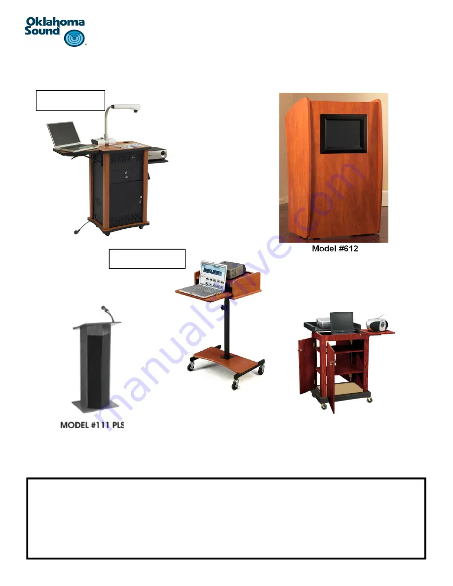 Oklahoma Sound JUMBO PRESENTATION CART PLUS PRC 450 Скачать руководство пользователя страница 5