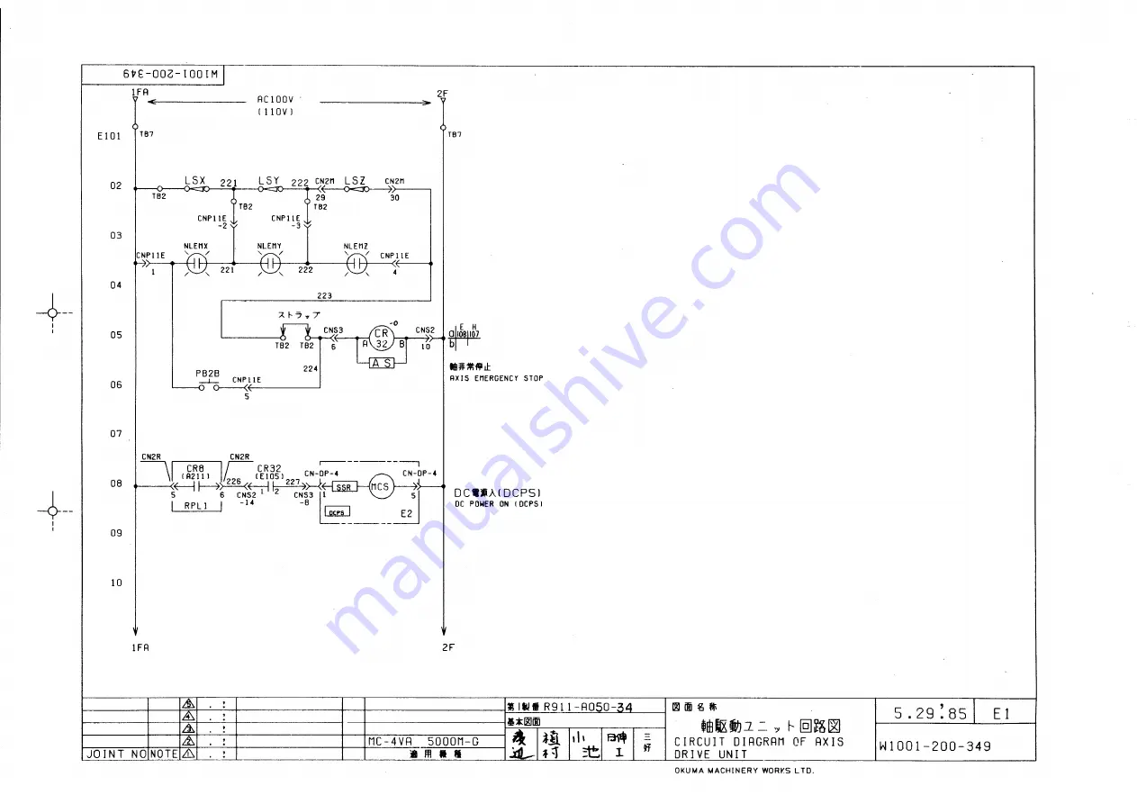 Okuma OSP 5000 Electrical Maintenance, Training Manual Download Page 257