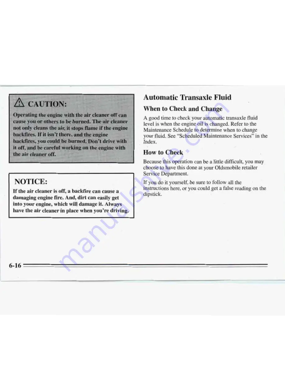 Oldsmobile 1995 Cutlass Supreme Owner'S Manual Download Page 220