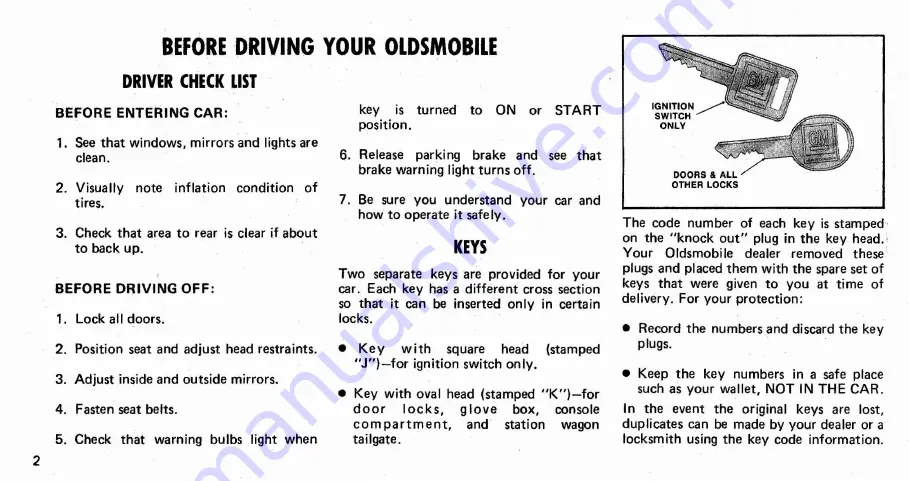 Oldsmobile GM DELTA 88 1974 Скачать руководство пользователя страница 4