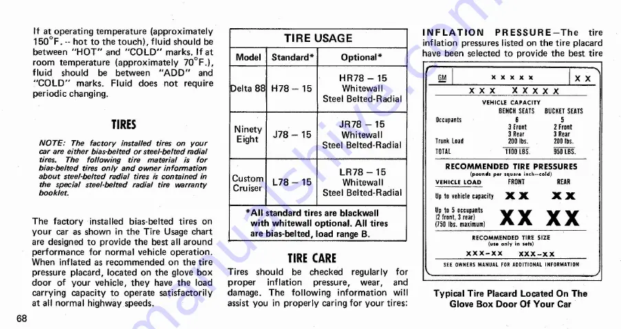 Oldsmobile GM DELTA 88 1974 Owner'S Manual Download Page 70