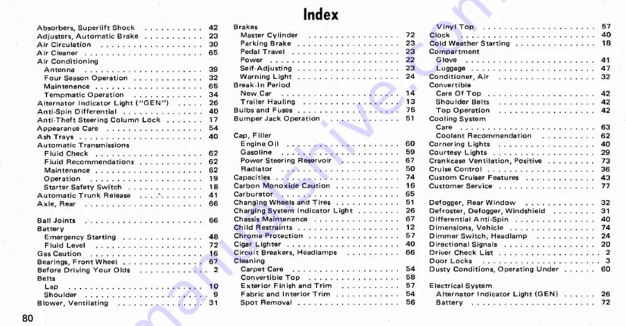 Oldsmobile GM DELTA 88 1974 Скачать руководство пользователя страница 82