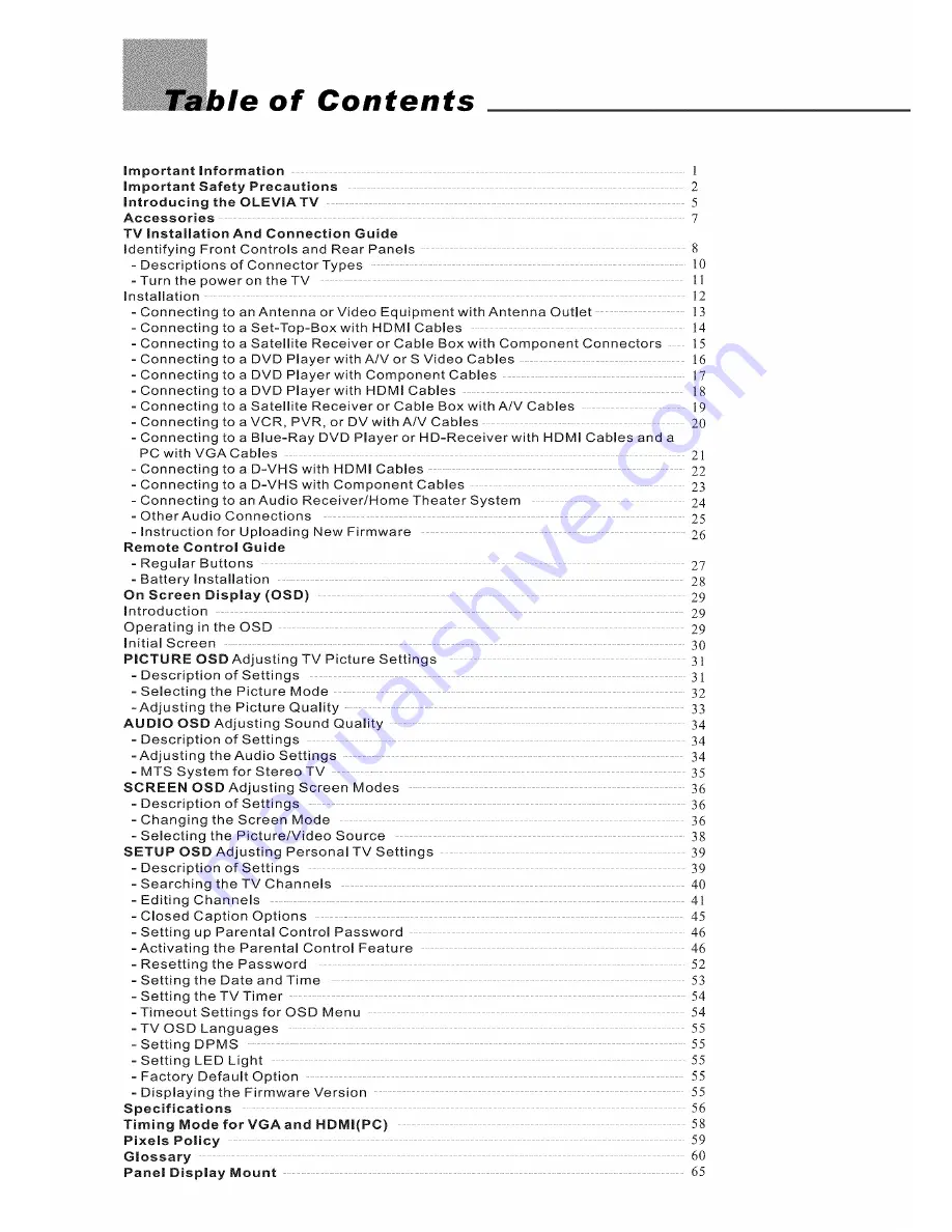 Olevia 2-Series User Manual Download Page 2