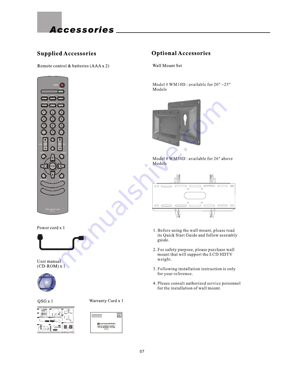 Olevia 527V User Manual Download Page 9