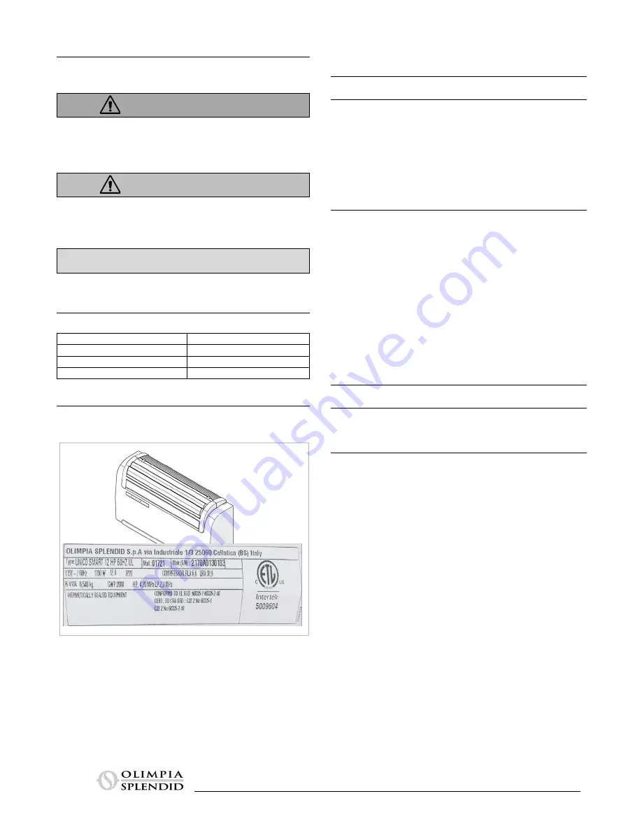 Olimpia splendid MAESTRO SMART 9HP Service Manual Download Page 2