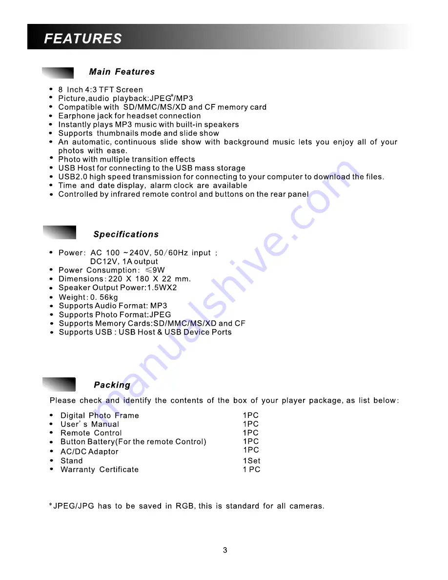 Olin DPF-806 Скачать руководство пользователя страница 4