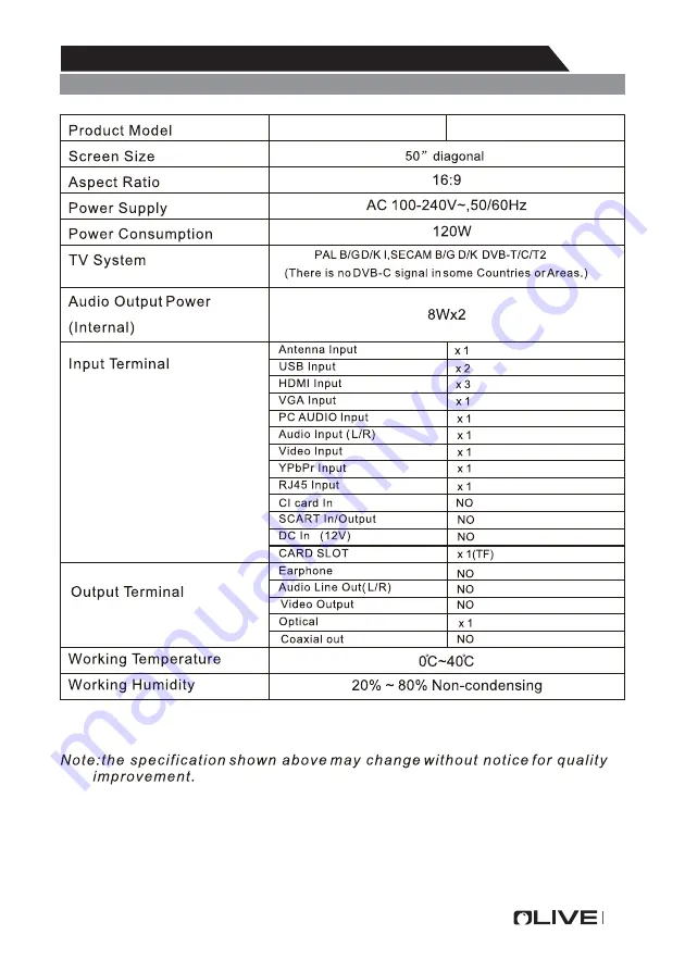 Olive 50UC8450 Скачать руководство пользователя страница 32