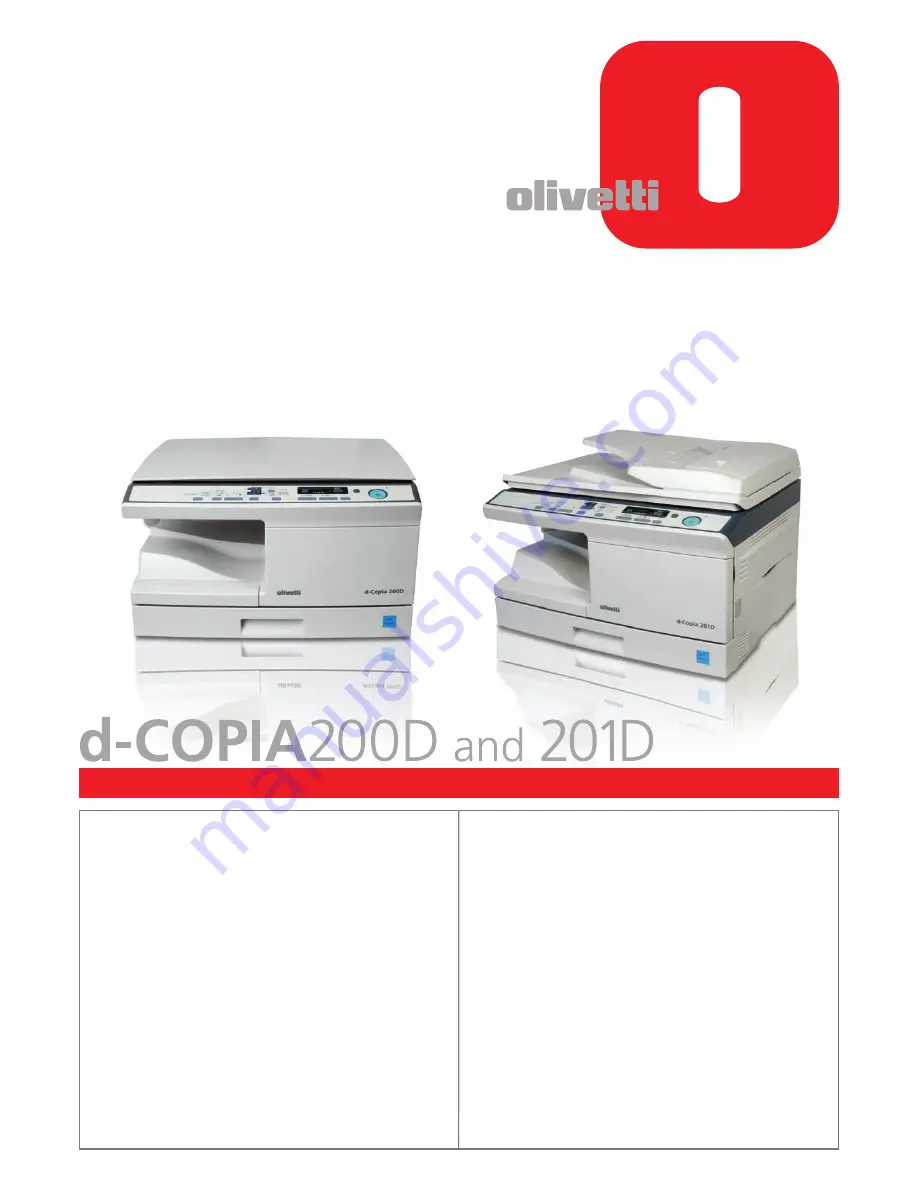 Olivetti d-COPIA201D Specifications Download Page 1