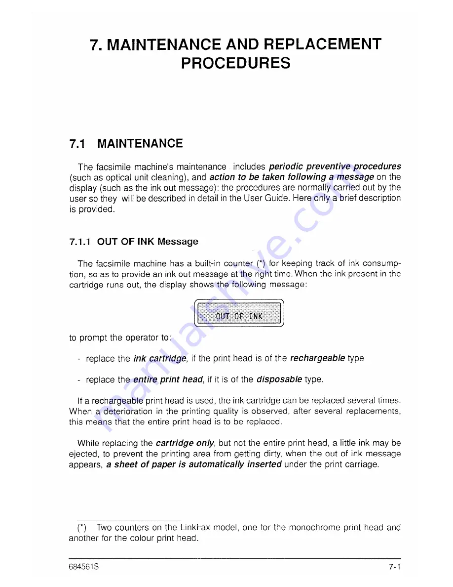 Olivetti OFX 500 LINKFAX Service Manual Download Page 156