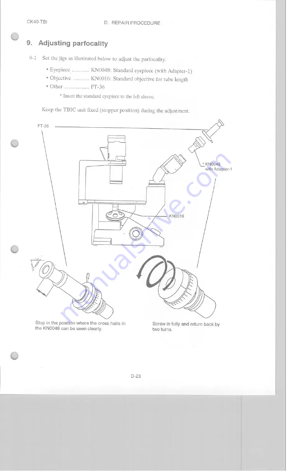 Olympus CK40-TBI Repair Manual Download Page 33