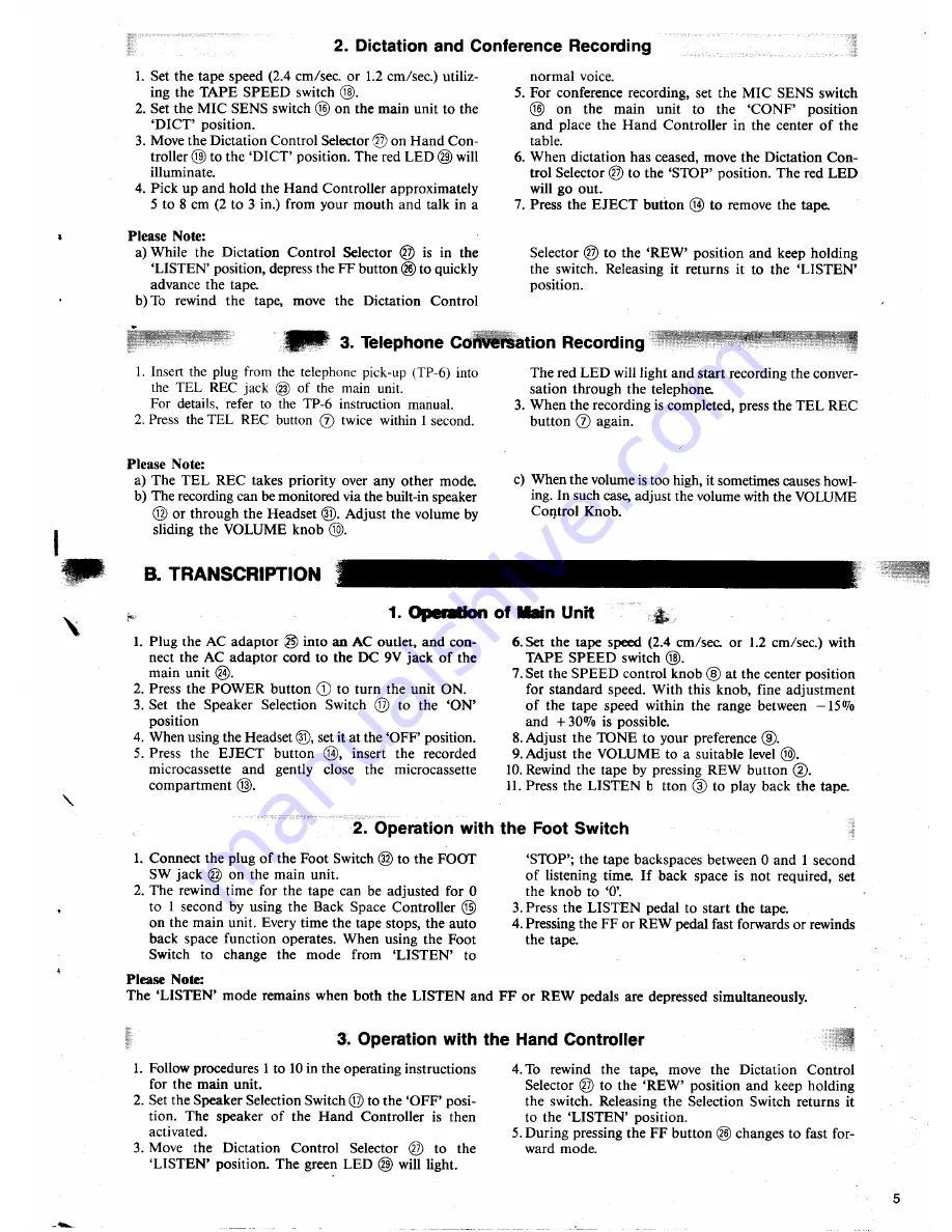 Olympus T1000 - Pearlcorder Microcassette... Instruction Manual Download Page 5