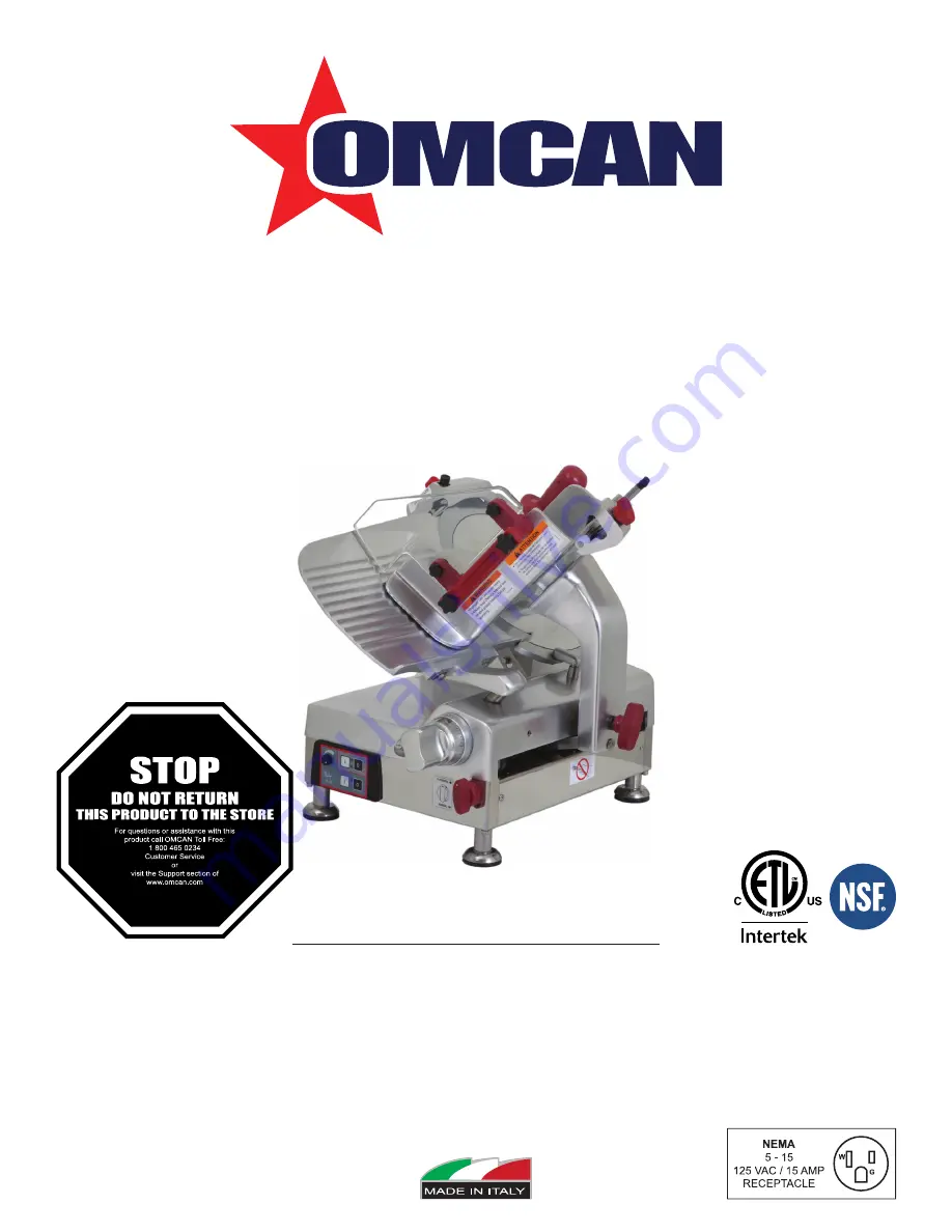 Omcan 13654 Instruction Manual Download Page 1