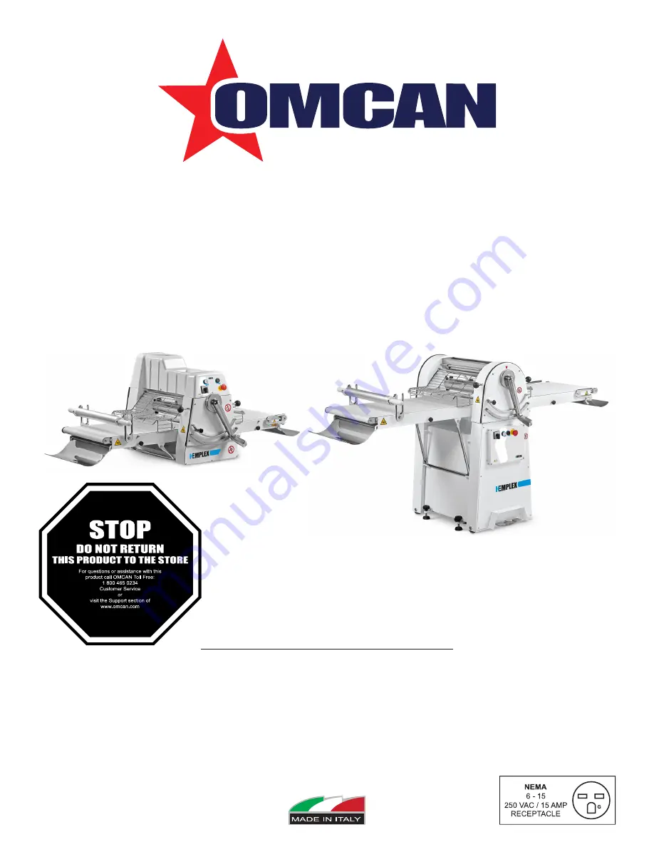 Omcan 49115 Instruction Manual Download Page 1