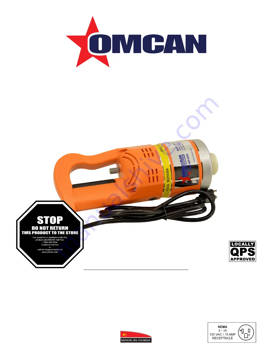 Omcan BL-CN-0559 Instruction Manual Download Page 1