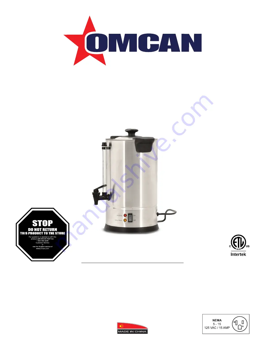 Omcan CM-CN-0043 Instruction Manual Download Page 1