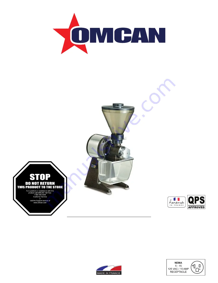 Omcan Santos 01PV Instruction Manual Download Page 1