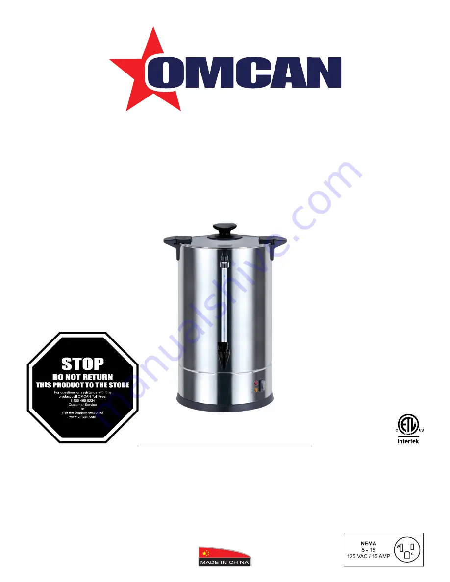 Omcan WB-CN-0049 Instruction Manual Download Page 1