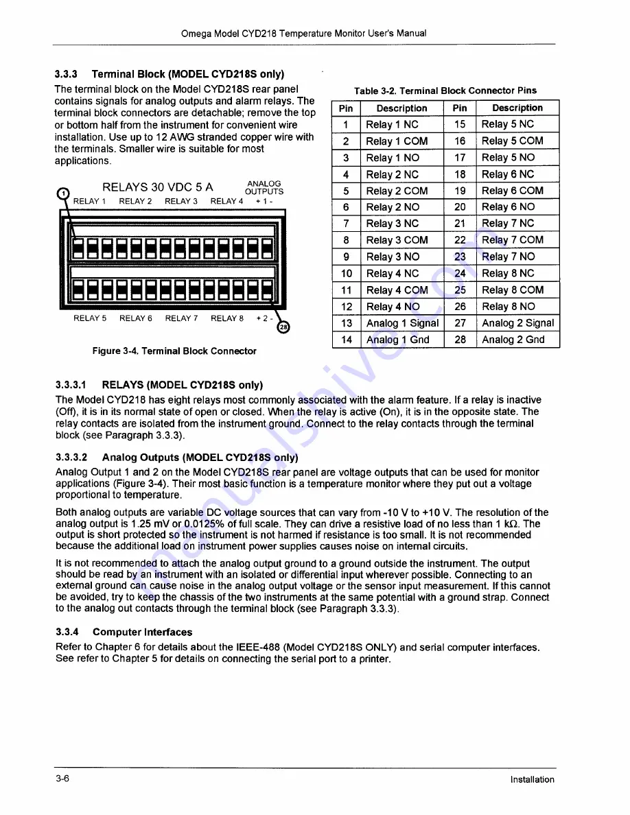 Omega Engineering CYD218 Series User Manual Download Page 24