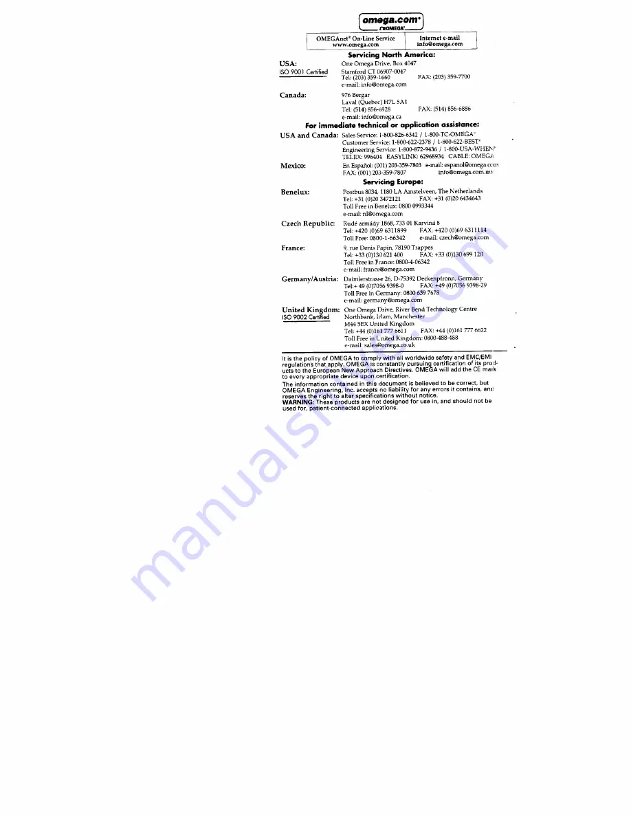 Omega Engineering HH203A User Manual Download Page 2