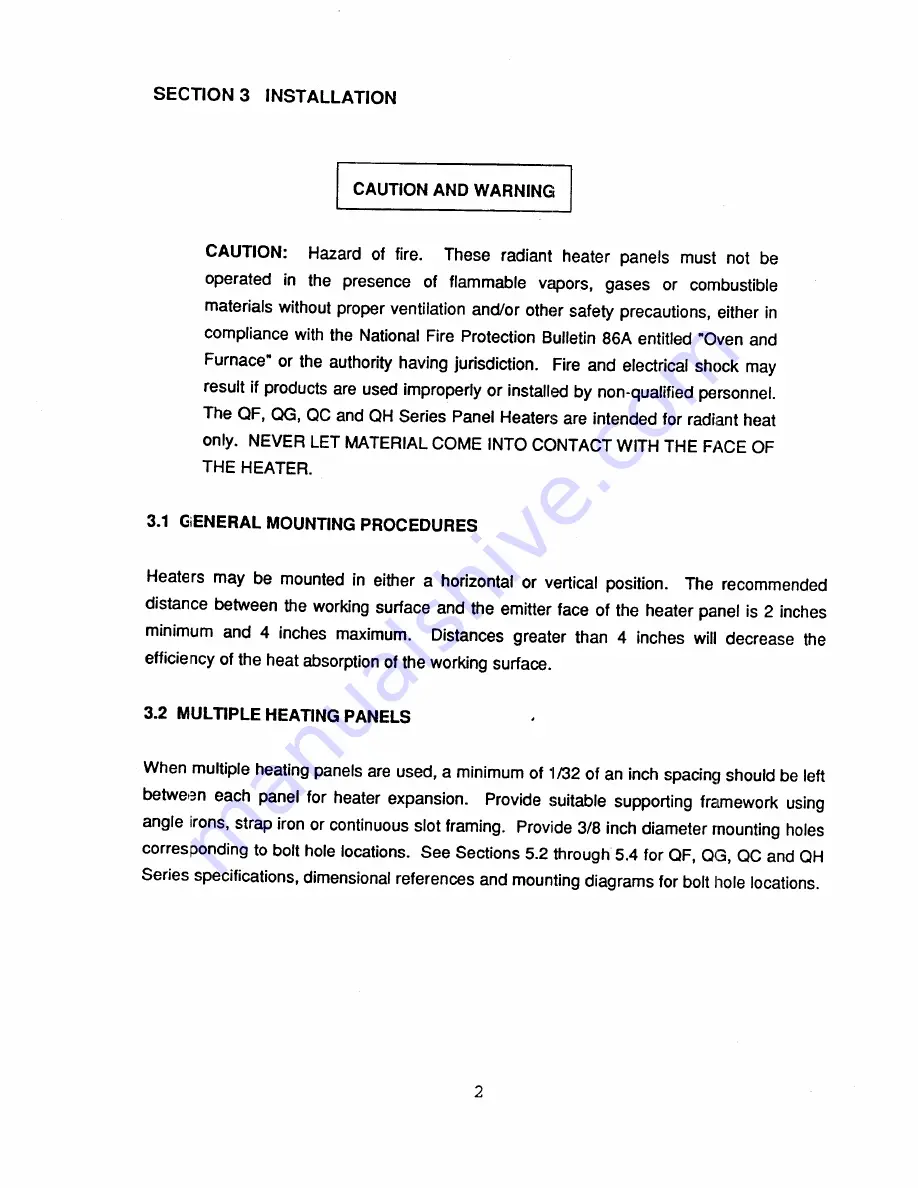 Omega Engineering Infrared Radiant Panel Heaters QC Operator'S Manual Download Page 4