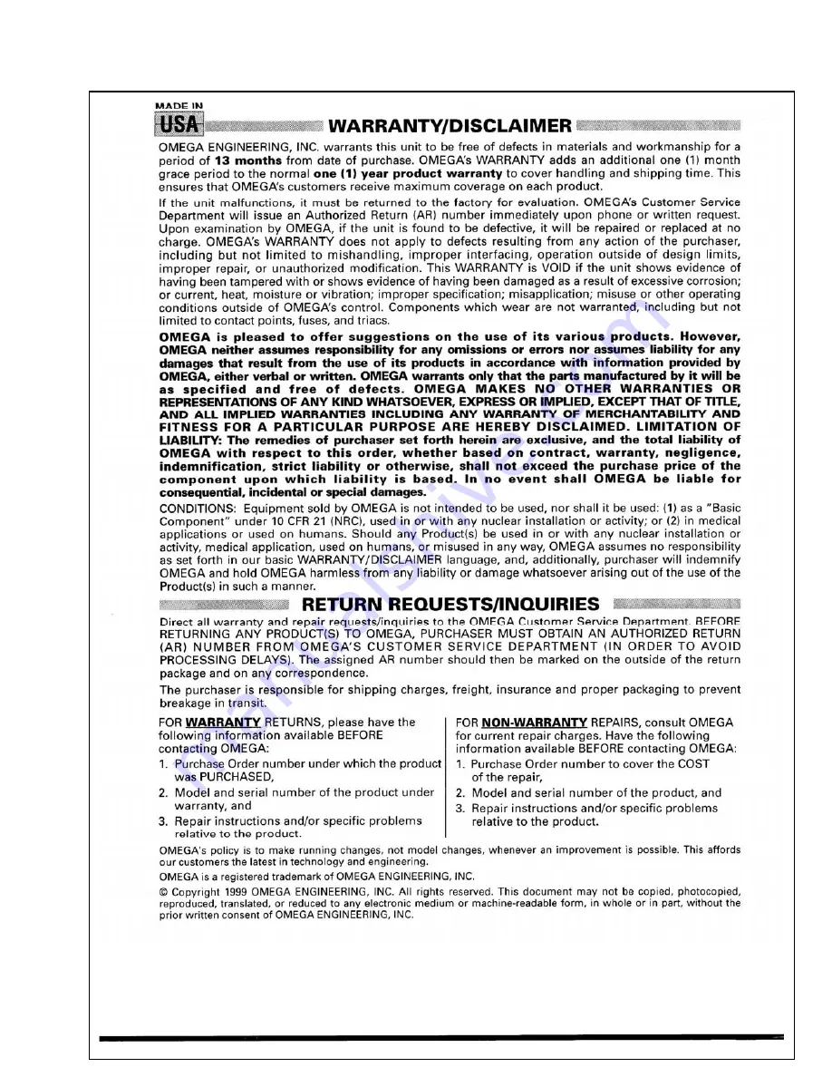 Omega Engineering wall mount Multi-Channel DPS3300 User Manual Download Page 29