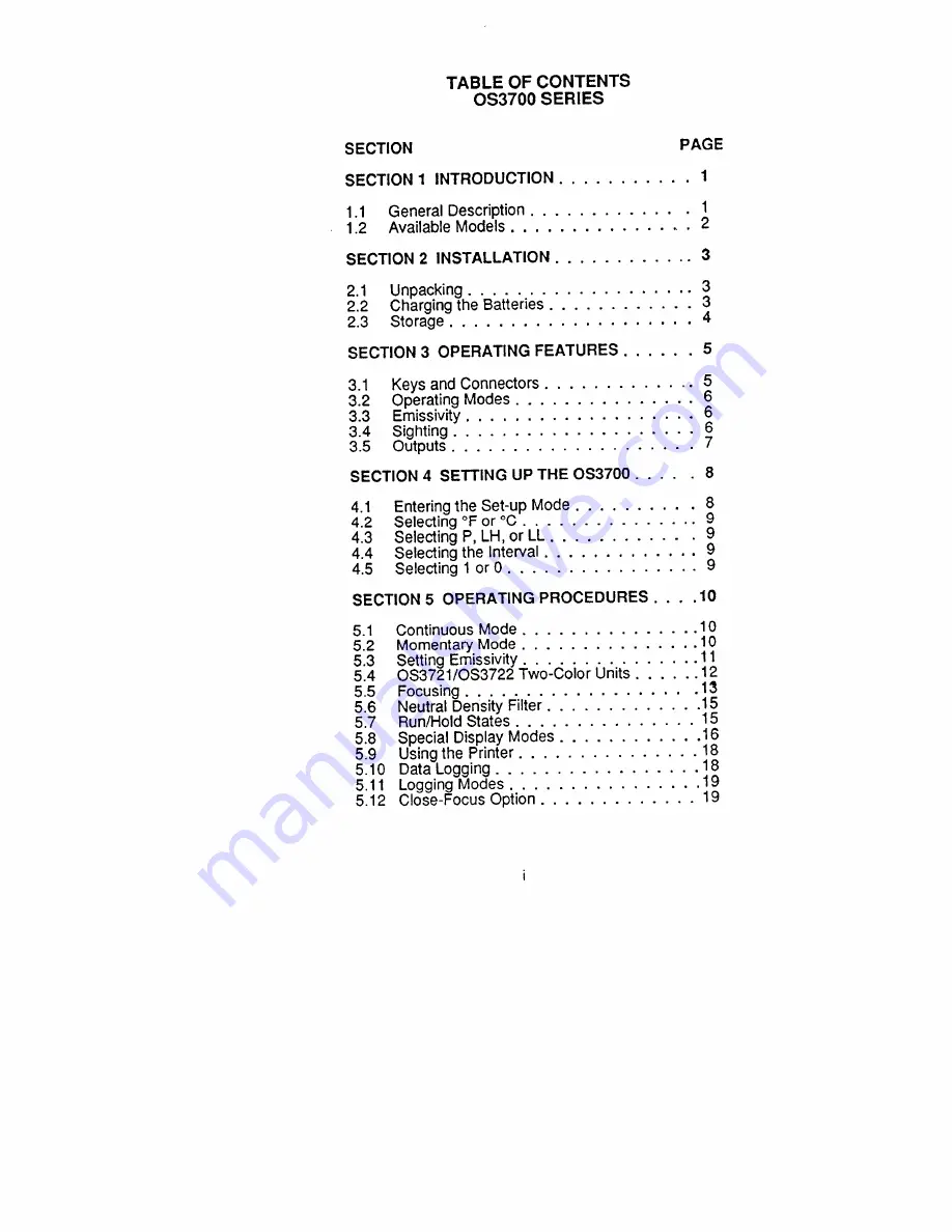 Omega OS3700 series User Manual Download Page 3