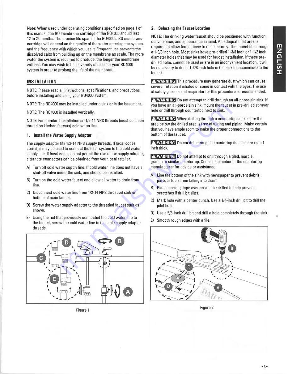 Omnifilter RO4000 Installation Instructions And Use And Care Manual Download Page 3