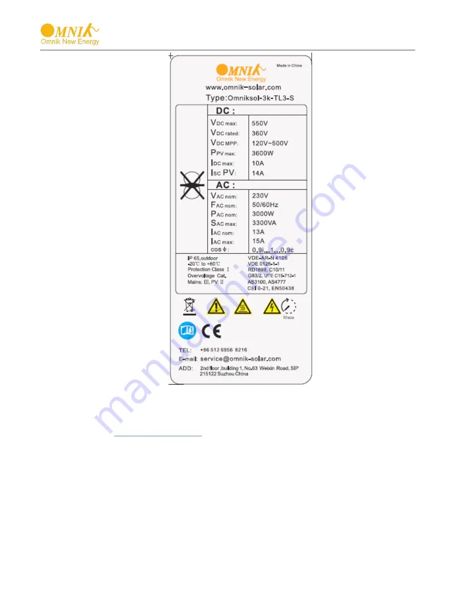 Omnik Omniksol-1.5k-TL2-M User Manual Download Page 22