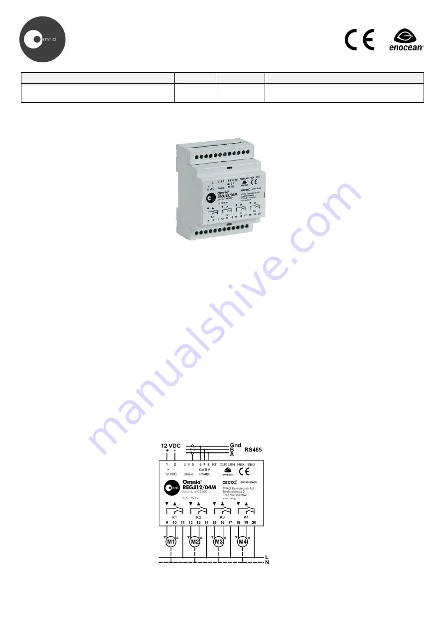 Omnio REGJ12/04M Brief Instructions Download Page 1