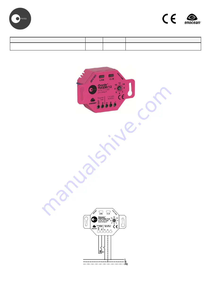 Omnio TST230/12 Скачать руководство пользователя страница 1