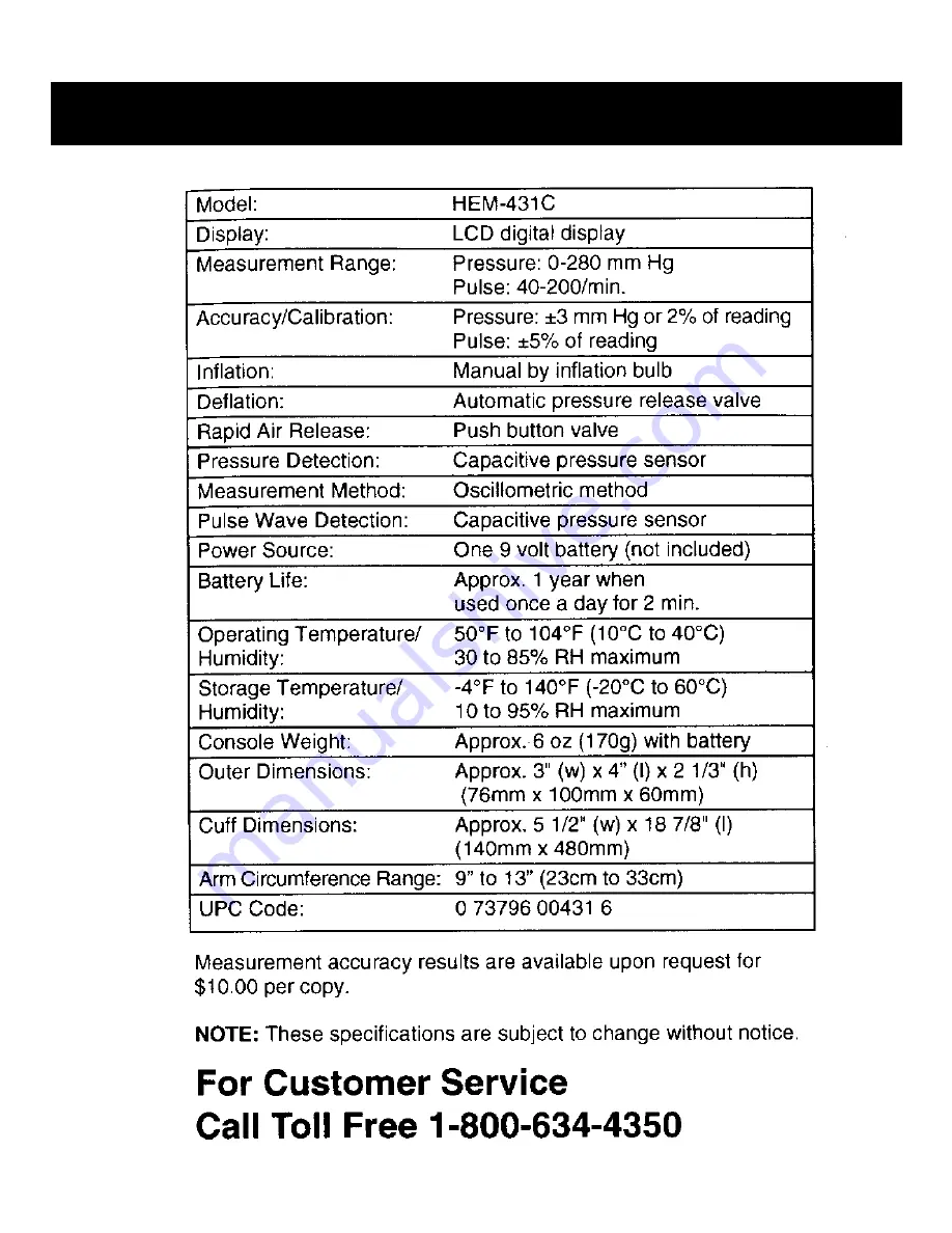 Omron HEM-431 C Instruction Manual Download Page 12