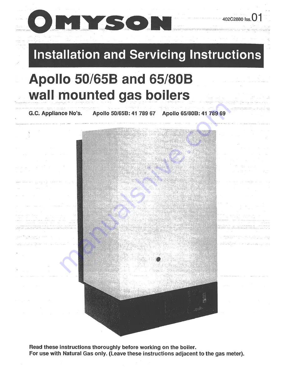 Omyson Apollo 50/65B Installation And Servicing Instructions Download Page 1