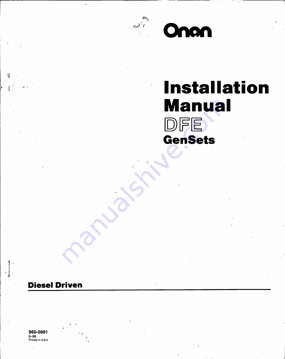 Onan 175 DFE Installation Manual Download Page 1