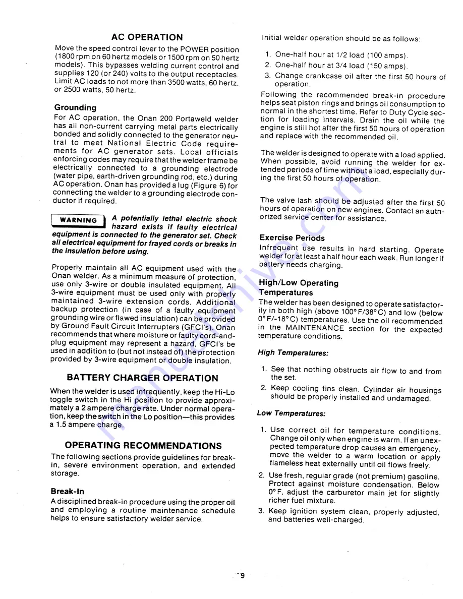 Onan 200 Portaweld CCK Operator'S Manual Download Page 14