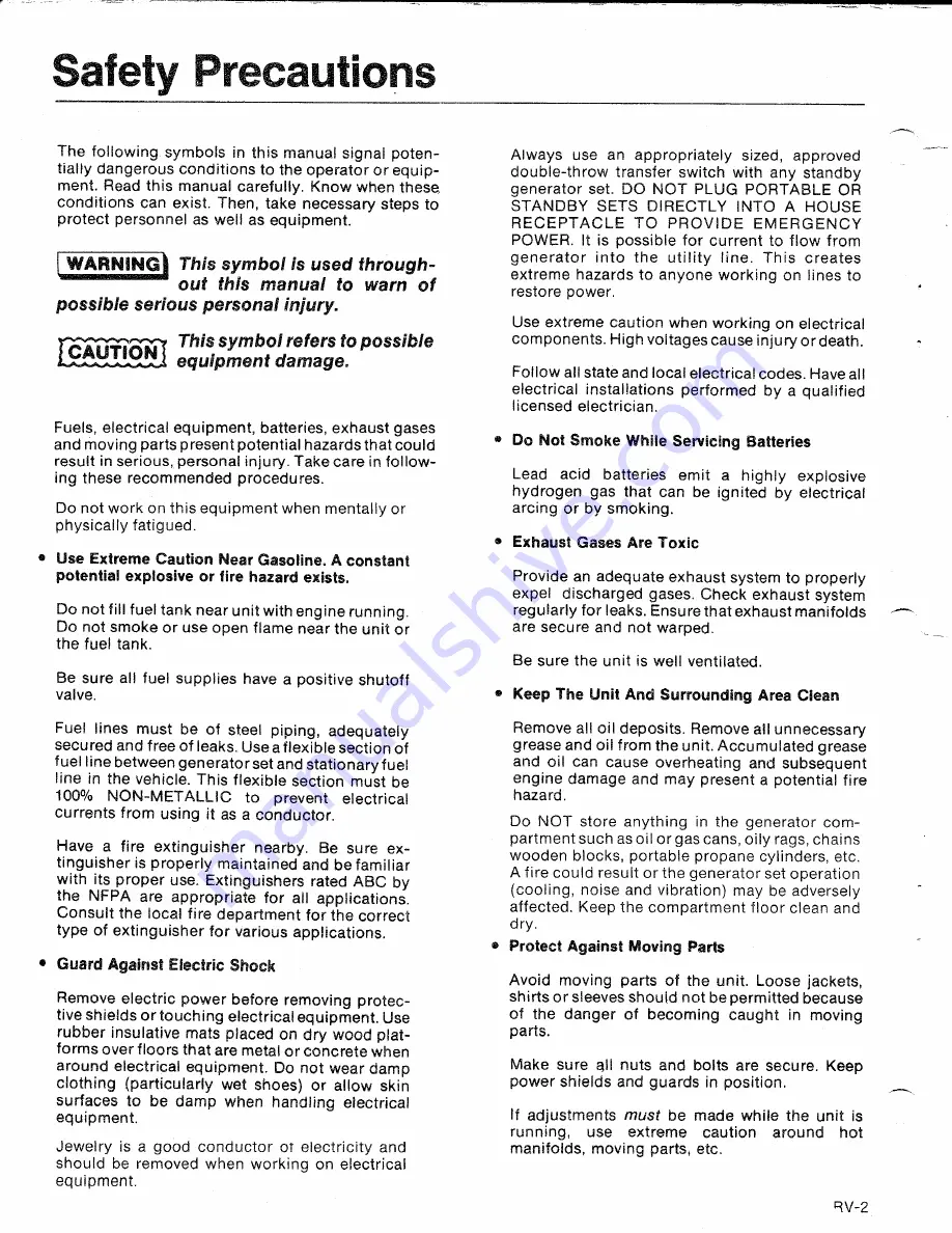 Onan 3.0 kW AJ GEN SET Operator'S Manual Download Page 2